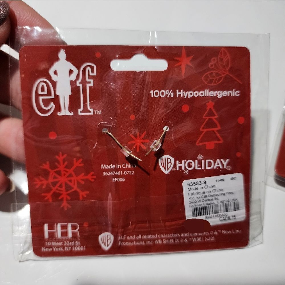 Elf the Movie~ Buddy the Elf Christmas Earrings (Claire’s) NEW - Picture 3 of 3